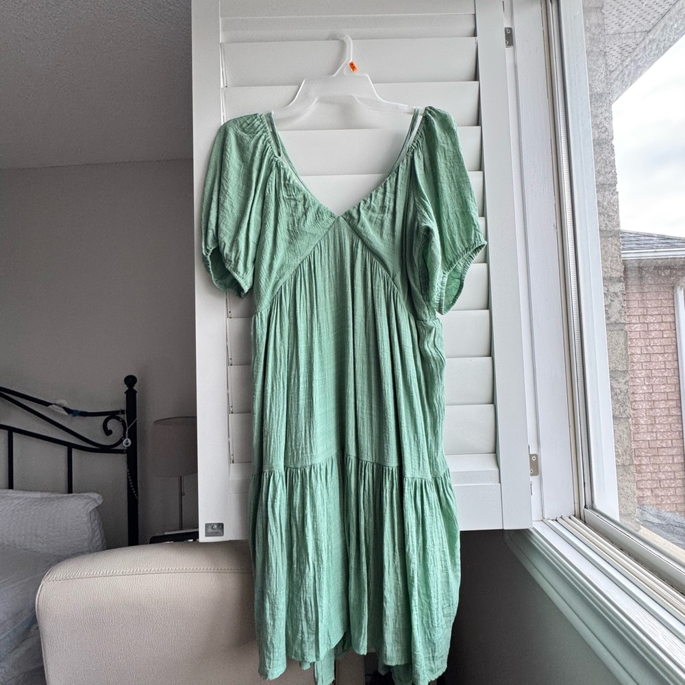 Heartloom Mint Green Smocked V-Neck Dress
